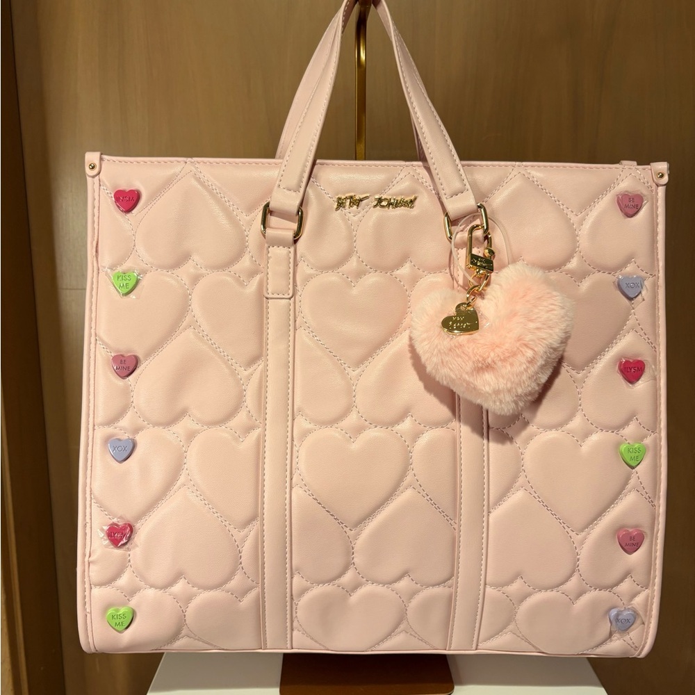 Betsy Johnson Pink Conversation Hearts Satchel